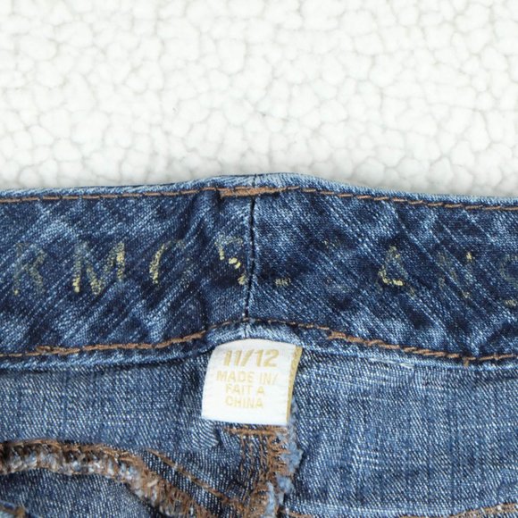 Vintage Blue Jeans Womens 11 12 Bootcut Medium Wash Rhinestones Low Rise 90s - Picture 10 of 13